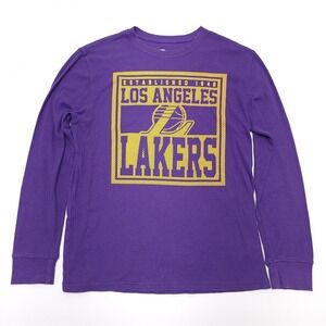 Los Angeles Lakers Purple Gold Thermal Mens‎ M Crew Neck Long Sleeve Shirt
